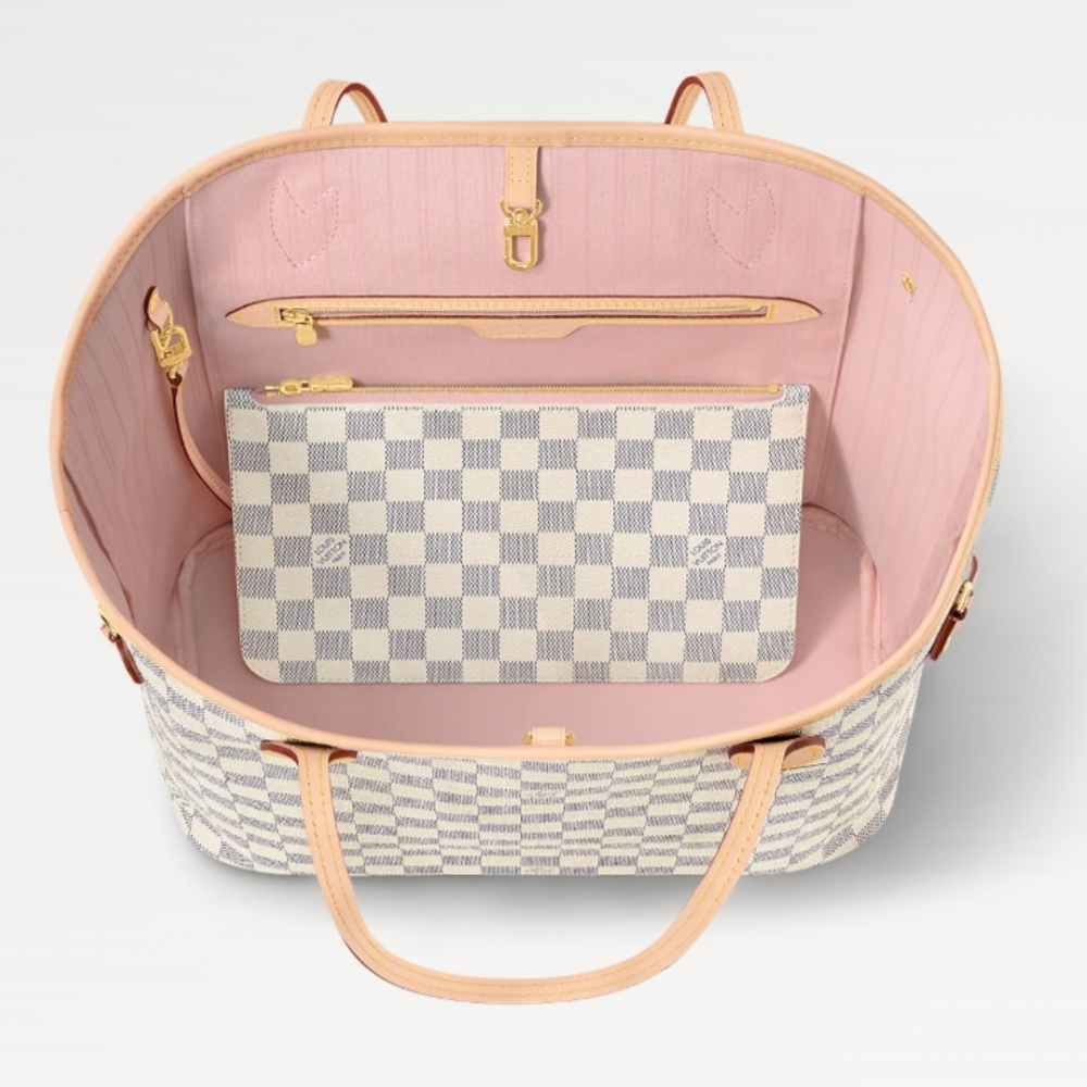 Louis Vuitton Neverfull MM Azur, removable zipped pouch (pink interior)